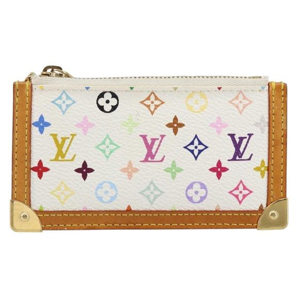 LOUIS VUITTON Multicolor Pochette Cles Coin Purse White M92655 LV Auth 143155