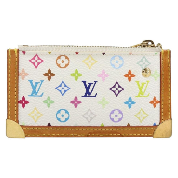 LOUIS VUITTON Multicolor Pochette Cles Coin Purse White M92655 LV Auth 143155