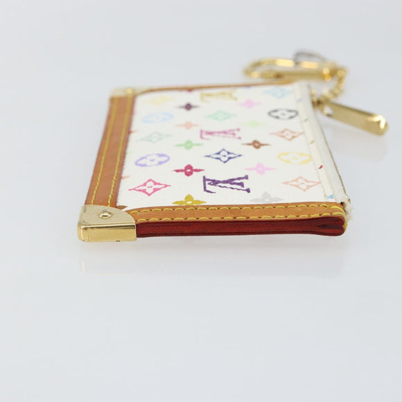 LOUIS VUITTON Multicolor Pochette Cles Coin Purse White M92655 LV Auth 143155