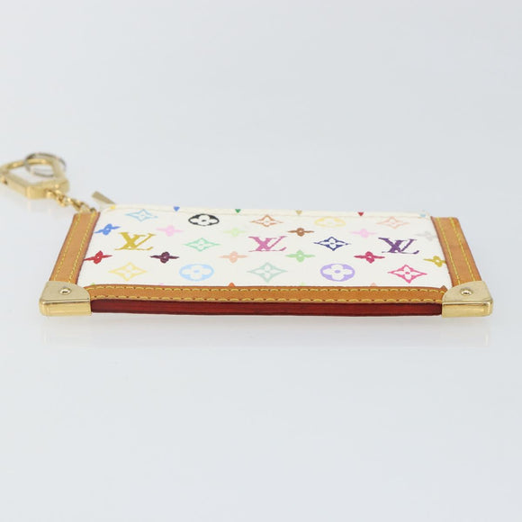 LOUIS VUITTON Multicolor Pochette Cles Coin Purse White M92655 LV Auth 143155