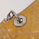 Christian Dior Lady Dior Canage Bag Patent leather 2way Beige Silver Auth 143159-19
