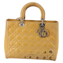 Christian Dior Lady Dior Canage Bag Patent leather 2way Beige Silver Auth 143159-13