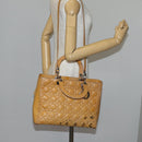 Christian Dior Lady Dior Canage Bag Patent leather 2way Beige Silver Auth 143159-26