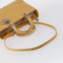 Christian Dior Lady Dior Canage Bag Patent leather 2way Beige Silver Auth 143159-7