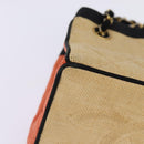 CHANEL Matelasse Chain Shoulder Bag Straw Beige Gold CC Auth 143162-10