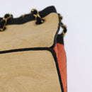 CHANEL Matelasse Chain Shoulder Bag Straw Beige Gold CC Auth 143162-11