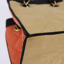 CHANEL Matelasse Chain Shoulder Bag Straw Beige Gold CC Auth 143162-12