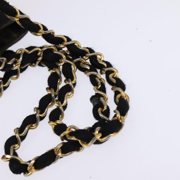 CHANEL Matelasse Chain Shoulder Bag Straw Beige Gold CC Auth 143162