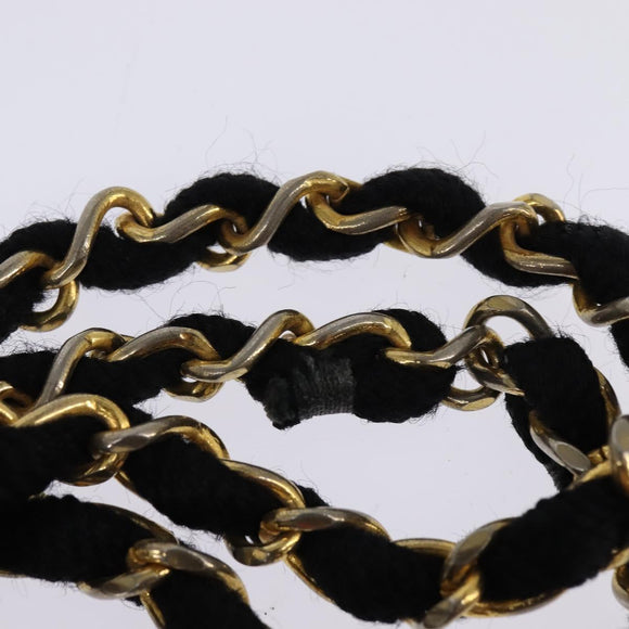 CHANEL Matelasse Chain Shoulder Bag Straw Beige Gold CC Auth 143162