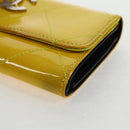 CHANEL Matelasse Chain Wallet Lakleer Geel Zilver CC Auth 143166V-16