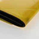 CHANEL Matelasse Chain Wallet Lakleer Geel Zilver CC Auth 143166V-17