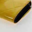 CHANEL Matelasse Chain Wallet Lakleer Geel Zilver CC Auth 143166V-18
