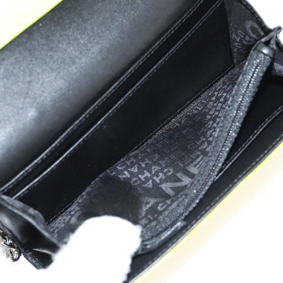 CHANEL Matelasse Chain Wallet Patent leather Yellow Silver CC Auth 143166V