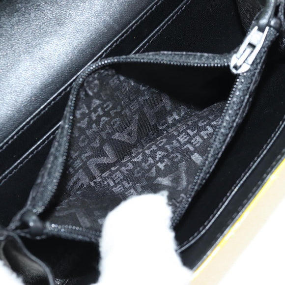 CHANEL Matelasse Chain Wallet Patent leather Yellow Silver CC Auth 143166V