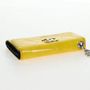 CHANEL Matelasse Chain Wallet Patent leather Yellow Silver CC Auth 143166V-6