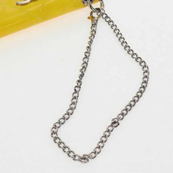CHANEL Matelasse Chain Wallet Patent leather Yellow Silver CC Auth 143166V