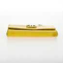 CHANEL Matelasse Chain Wallet Patent leather Yellow Silver CC Auth 143166V-5