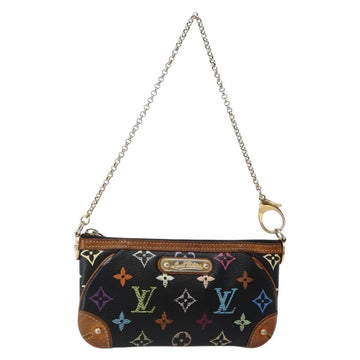 LOUIS VUITTON Multicolor Pochette Mila MM Pouch Black M60097 LV Auth 143169