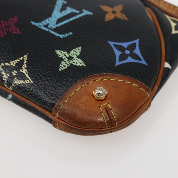 LOUIS VUITTON Multicolor Pochette Mila MM Pouch Black M60097 LV Auth 143169