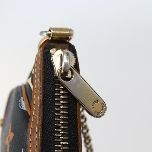 LOUIS VUITTON Multicolor Pochette Mila MM Pouch Black M60097 LV Auth 143169