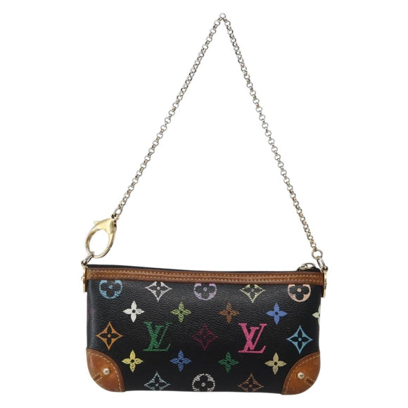 LOUIS VUITTON Multicolor Pochette Mila MM Pouch Black M60097 LV Auth 143169