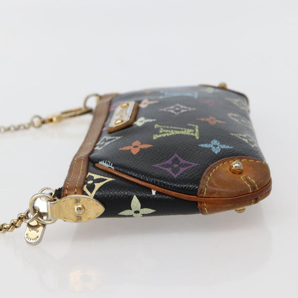 LOUIS VUITTON Multicolor Pochette Mila MM Pouch Black M60097 LV Auth 143169