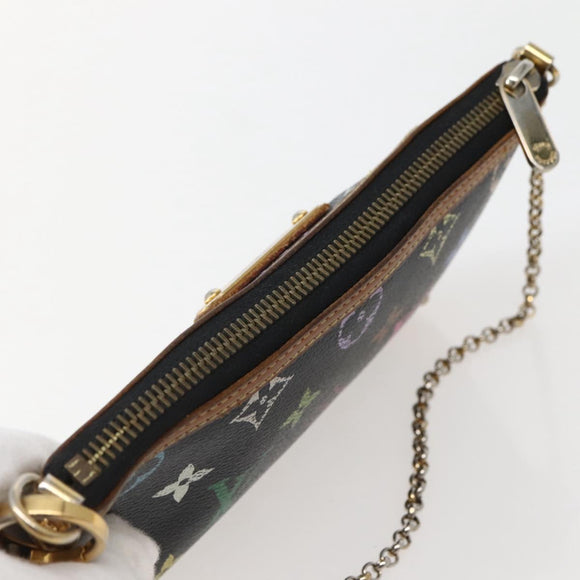 LOUIS VUITTON Multicolor Pochette Mila MM Pouch Black M60097 LV Auth 143169