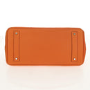 HERMES Shoulder Birkin Hand Bag Leather Orange Silver Auth 143171V-10