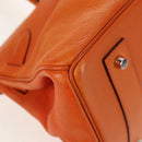 HERMES Shoulder Birkin Hand Bag Leather Orange Silver Auth 143171V-13
