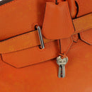 HERMES Shoulder Birkin Hand Bag Leather Orange Silver Auth 143171V-16