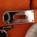 HERMES Shoulder Birkin Hand Bag Leather Orange Silver Auth 143171V-18