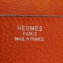 HERMES Shoulder Birkin Hand Bag Leather Orange Silver Auth 143171V-21