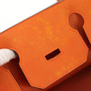 HERMES Shoulder Birkin Hand Bag Leather Orange Silver Auth 143171V-22