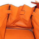 HERMES Shoulder Birkin Hand Bag Leather Orange Silver Auth 143171V-26