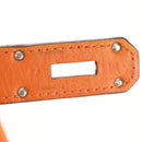 HERMES Shoulder Birkin Hand Bag Leather Orange Silver Auth 143171V-27