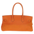 HERMES Shoulder Birkin Hand Bag Leather Orange Silver Auth 143171V-3