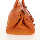 HERMES Shoulder Birkin Hand Bag Leather Orange Silver Auth 143171V-5