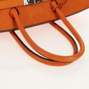 HERMES Shoulder Birkin Hand Bag Leather Orange Silver Auth 143171V-7