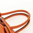 HERMES Shoulder Birkin Hand Bag Leather Orange Silver Auth 143171V-9