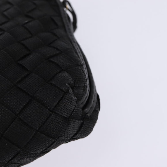 BOTTEGA VENETA INTRECCIATO Shoulder Bag Leather Black Gold Auth 143195