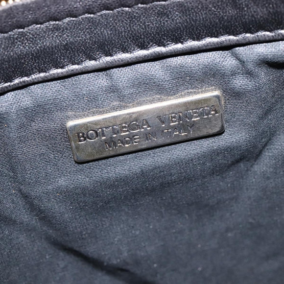 BOTTEGA VENETA INTRECCIATO Shoulder Bag Leather Black Gold Auth 143195