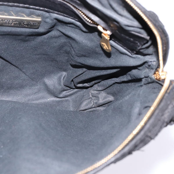 BOTTEGA VENETA INTRECCIATO Shoulder Bag Leather Black Gold Auth 143195