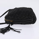 BOTTEGA VENETA INTRECCIATO Shoulder Bag Leather Black Gold Auth 143195-3