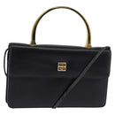 GIVENCHY Hand Bag Leather 2way Black Gold Auth 143196-1