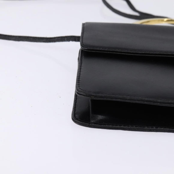 GIVENCHY Hand Bag Leather 2way Black Gold Auth 143196