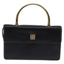 GIVENCHY Hand Bag Leather 2way Black Gold Auth 143196-13