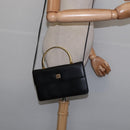 GIVENCHY Hand Bag Leather 2way Black Gold Auth 143196-23