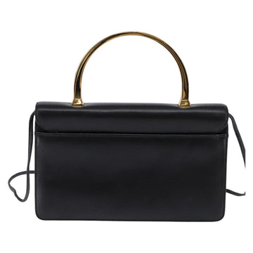 GIVENCHY Hand Bag Leather 2way Black Gold Auth 143196 - 0