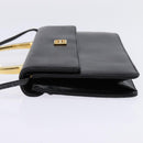 GIVENCHY Hand Bag Leather 2way Black Gold Auth 143196-3
