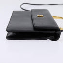 GIVENCHY Hand Bag Leather 2way Black Gold Auth 143196-4